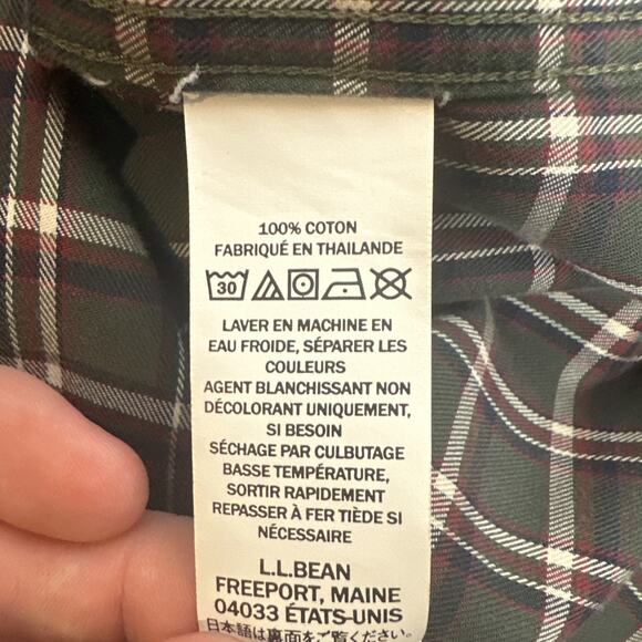 L.L. Bean Shirt Men's Size Large Green Plaid Button Front Long Sleeves Cotton - Picture 9 of 10